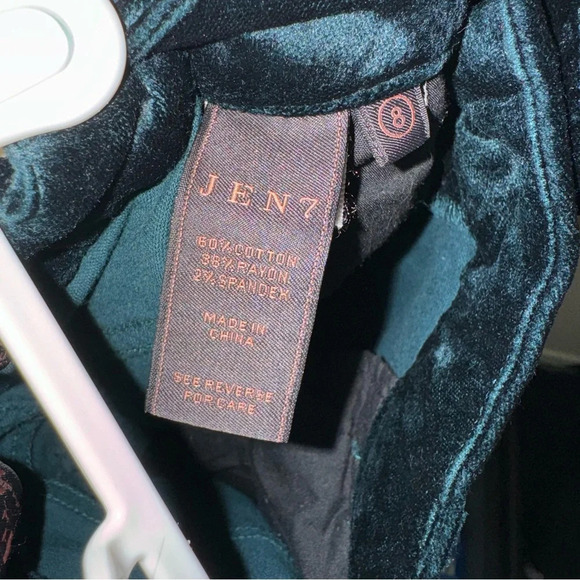 Women’s 7 For All Mankind Holiday Velvet Dark Green  Ankle Skinny Jeans Size: 8 - Picture 6 of 16